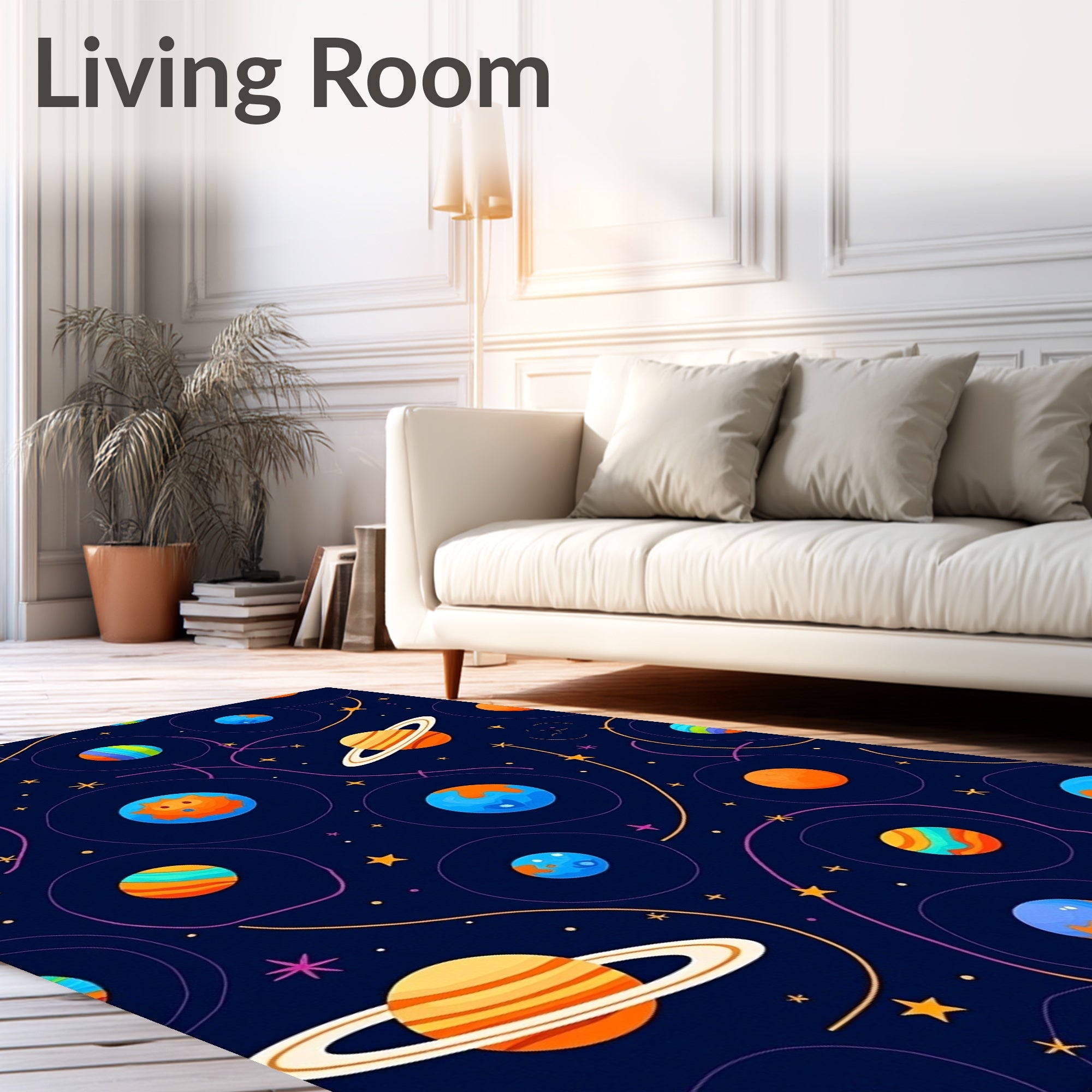 Cosmic Planets Swirling Orbital Galaxy Rug