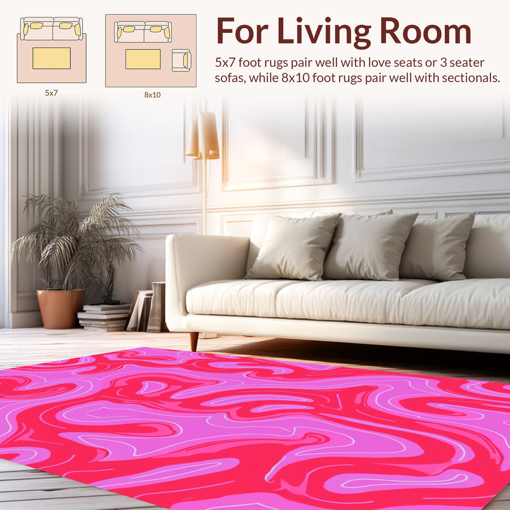 Pink And Red Swirl Pattern Rug