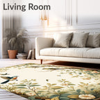Birds and Blossoms Vintage Nature Design Rug