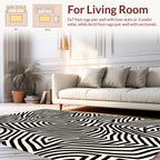 Organic Abstract Black White Pattern Rug