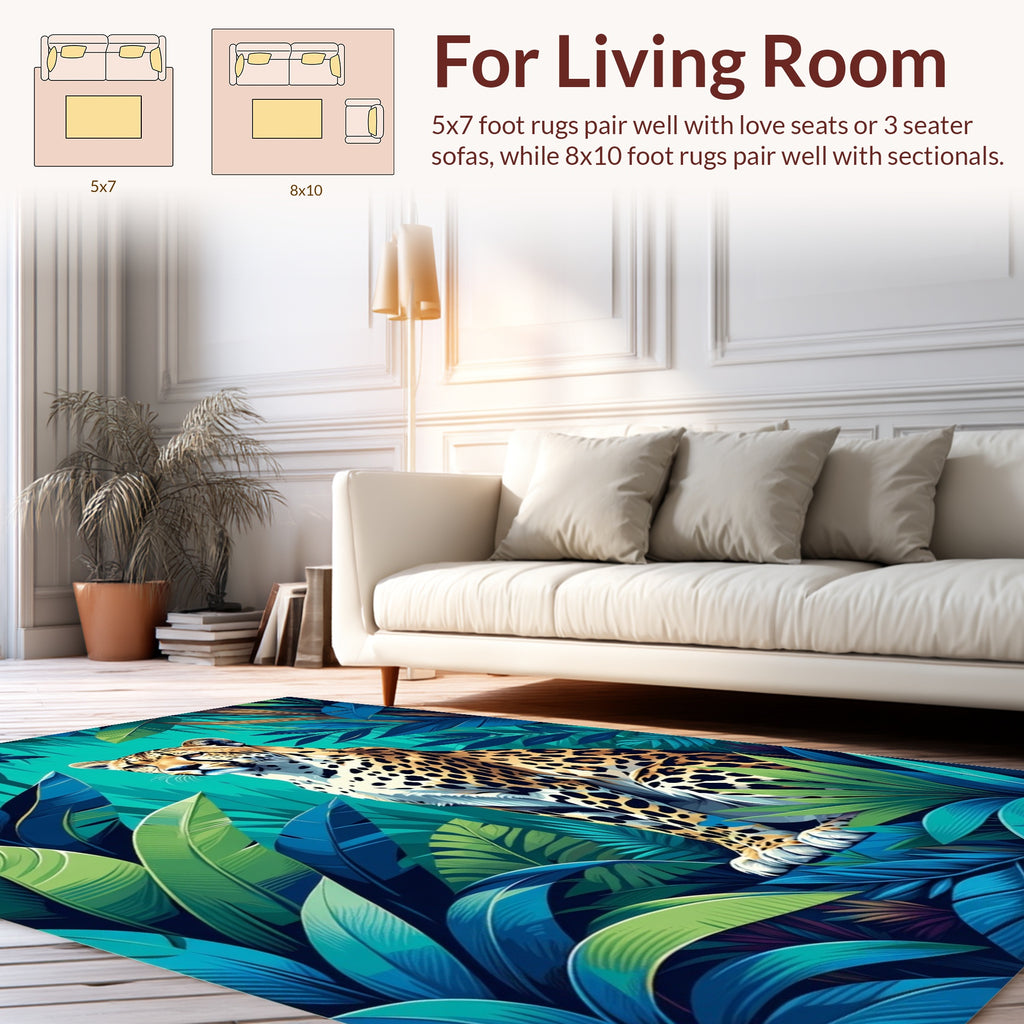 Jungle Cheetah Tropical Lush Design Rug