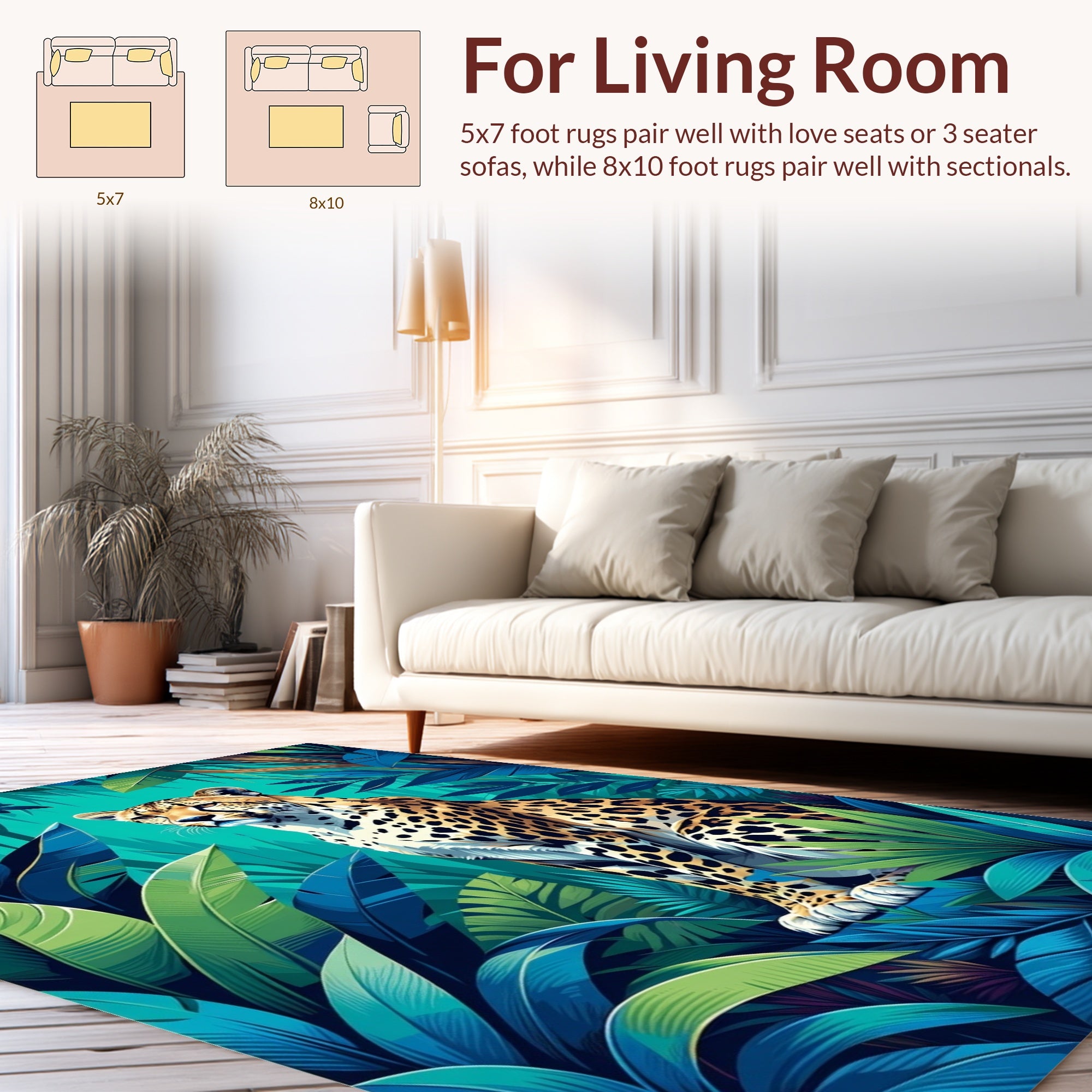 Jungle Cheetah Tropical Lush Design Rug