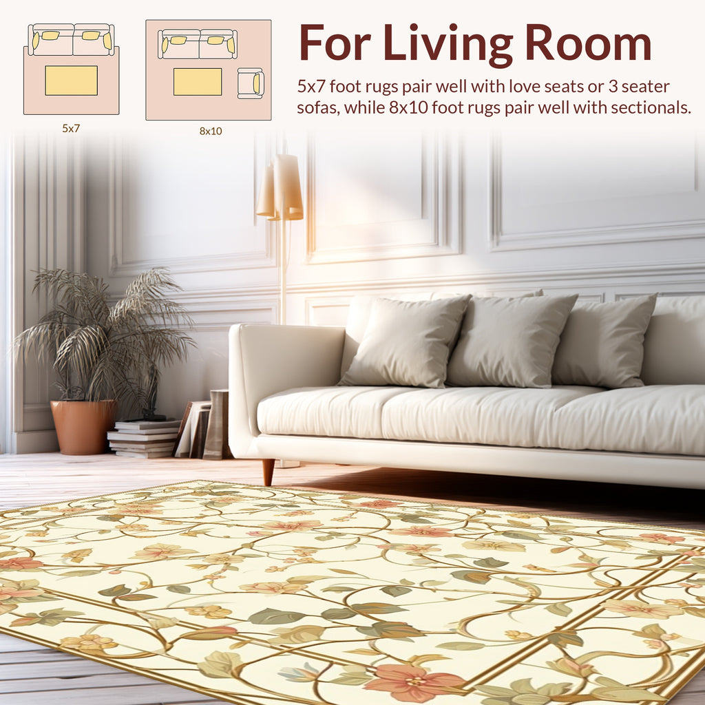 Elegant Vine Floral Pattern Rug