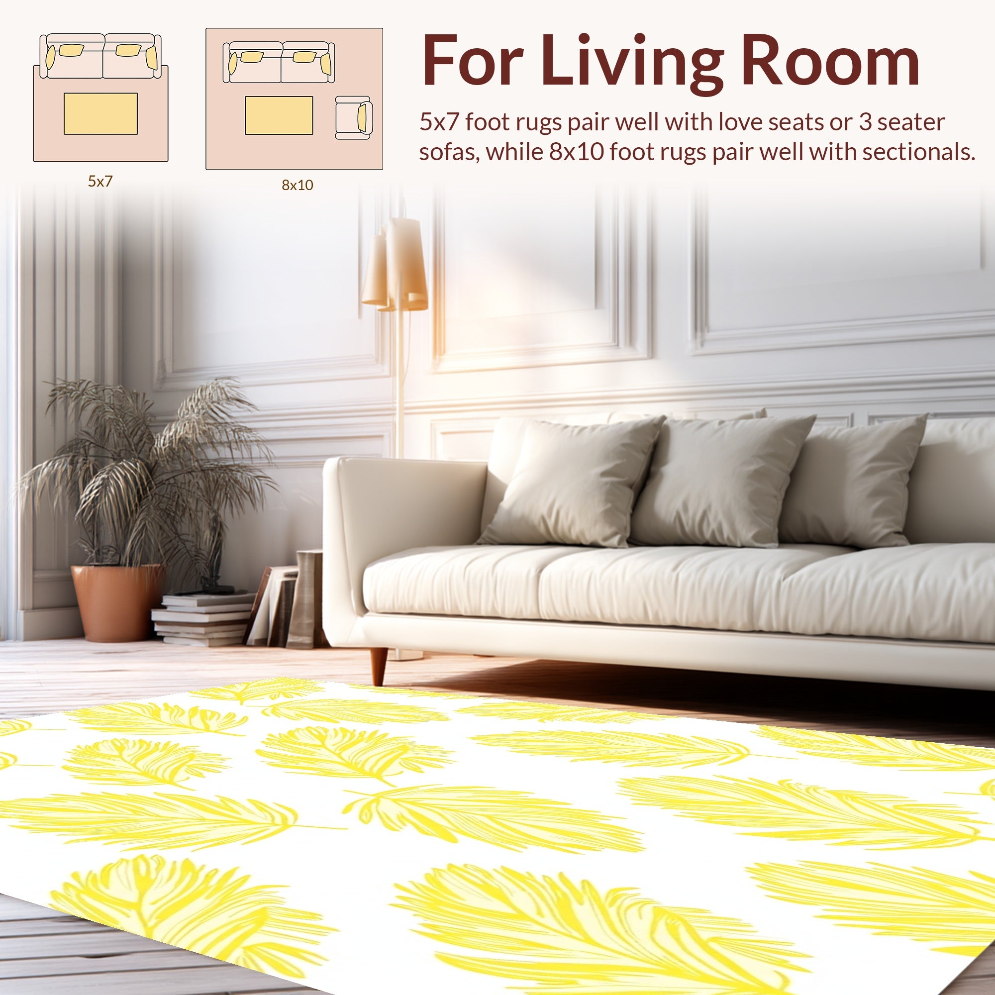 Golden Feather Pattern Design Rug