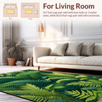 Lush Tropical Jungle Leaf Pattern Rug