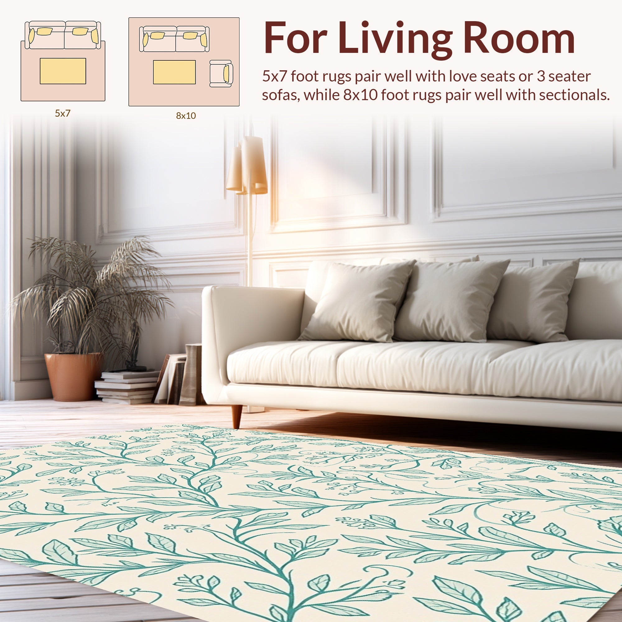 Botanical Vine Detailed Pattern Rug