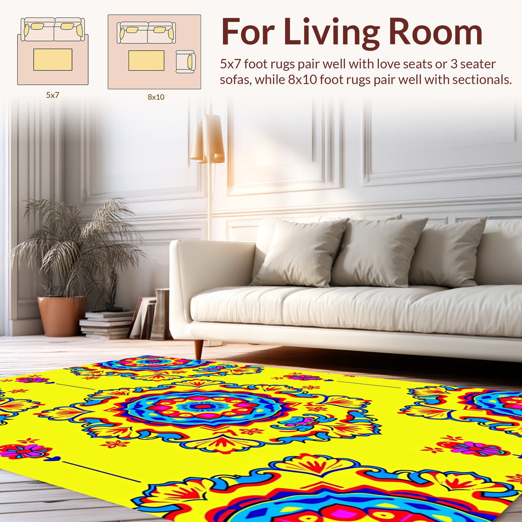 Vibrant Floral Medallion Pattern Rug