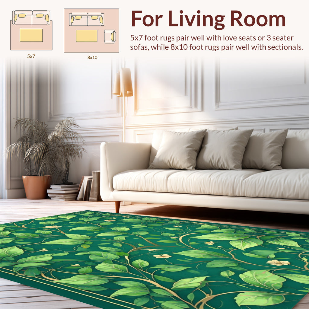 Verdant Vines With Delicate Blossoms Rug