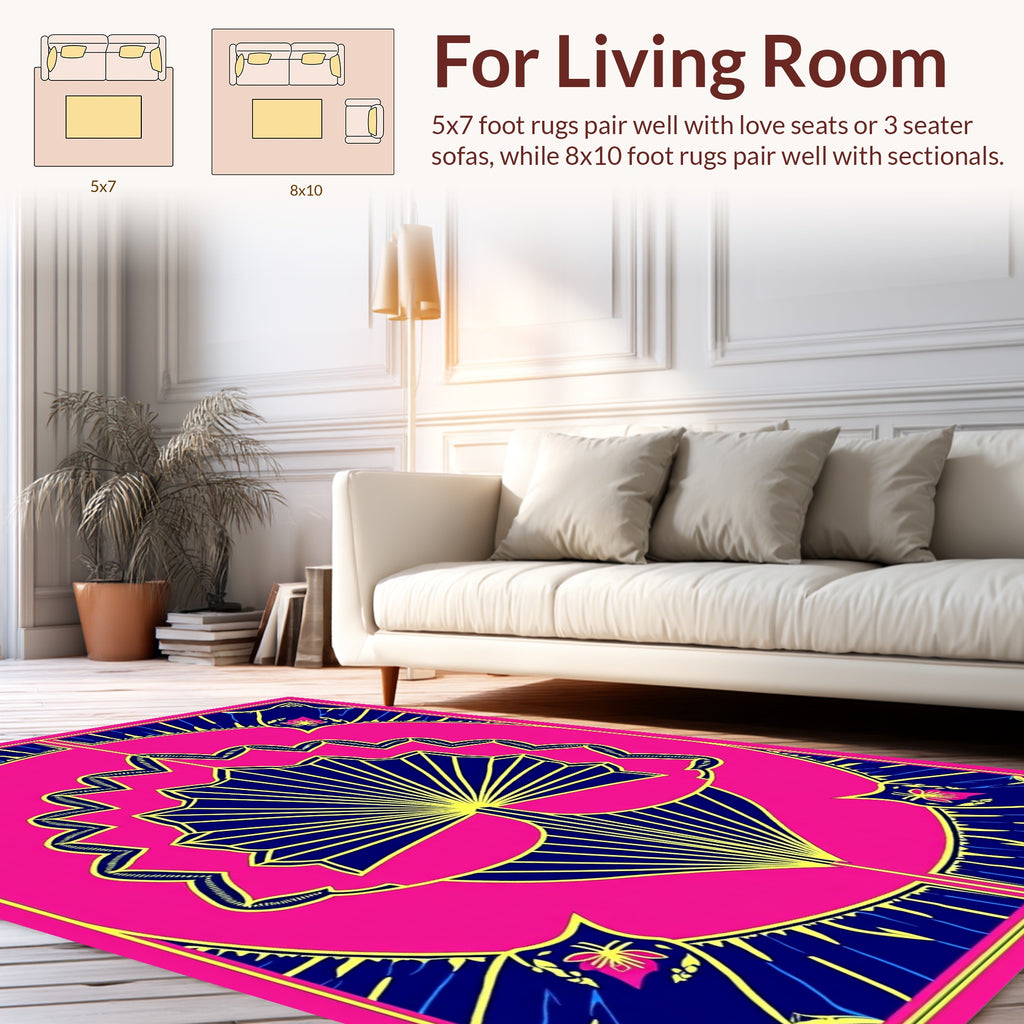 Vibrant Fan Art Deco Tropical Design Rug
