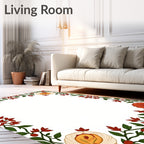 Crimson Ivory Floral Vine Border Rug