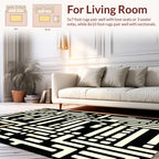 Monochrome Abstract Geometric Maze Rug