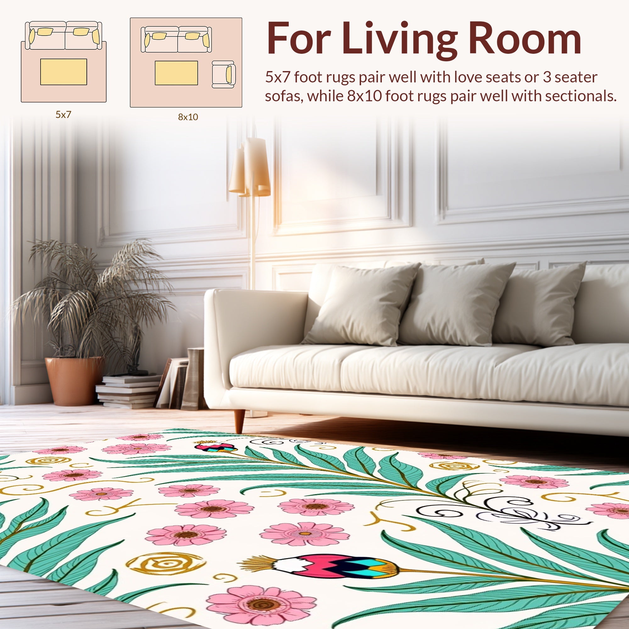 Ornate Floral Vine Pattern Rug