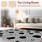 Organic Black White Ringed Pattern Rug