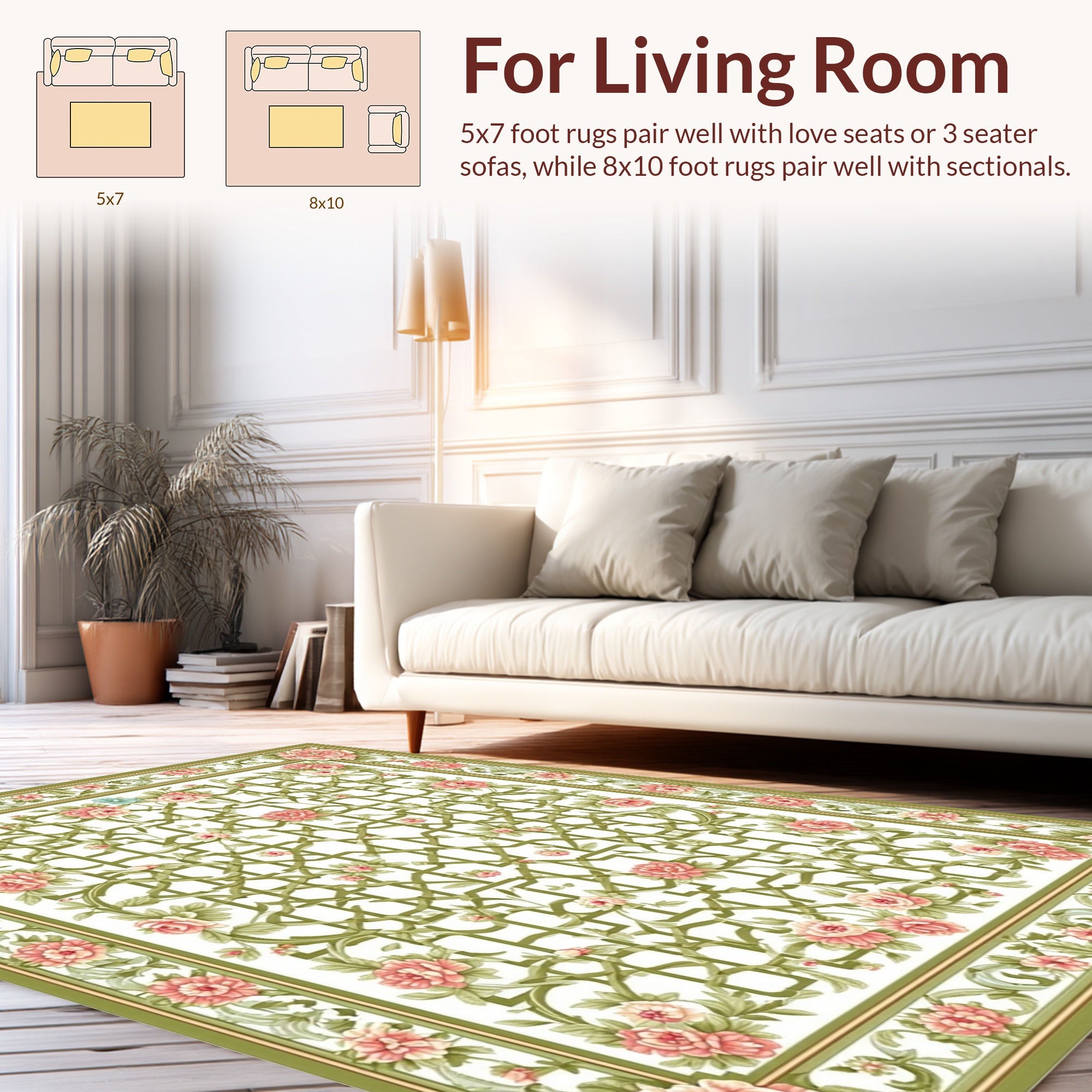 Vintage Lattice Floral Garden Rug