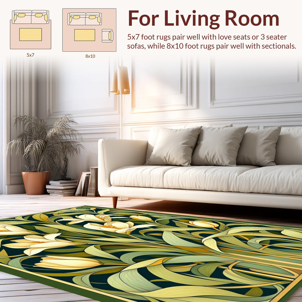 Art Nouveau Lily Floral Pattern Rug