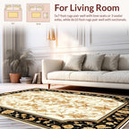 Classic Golden Floral Scroll Pattern Rug