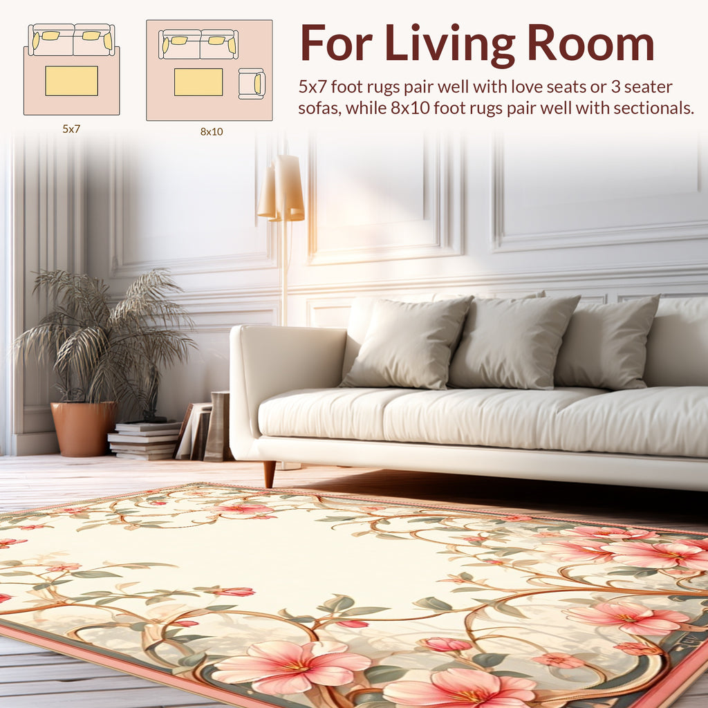 Elegant Floral Vine Scroll Design Rug