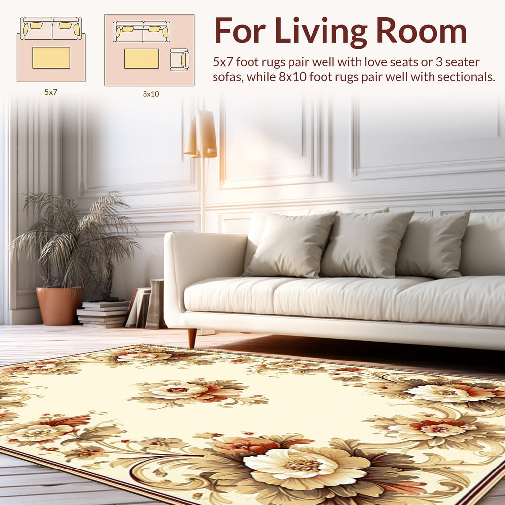 Ornate Floral Scrollwork Design Rug