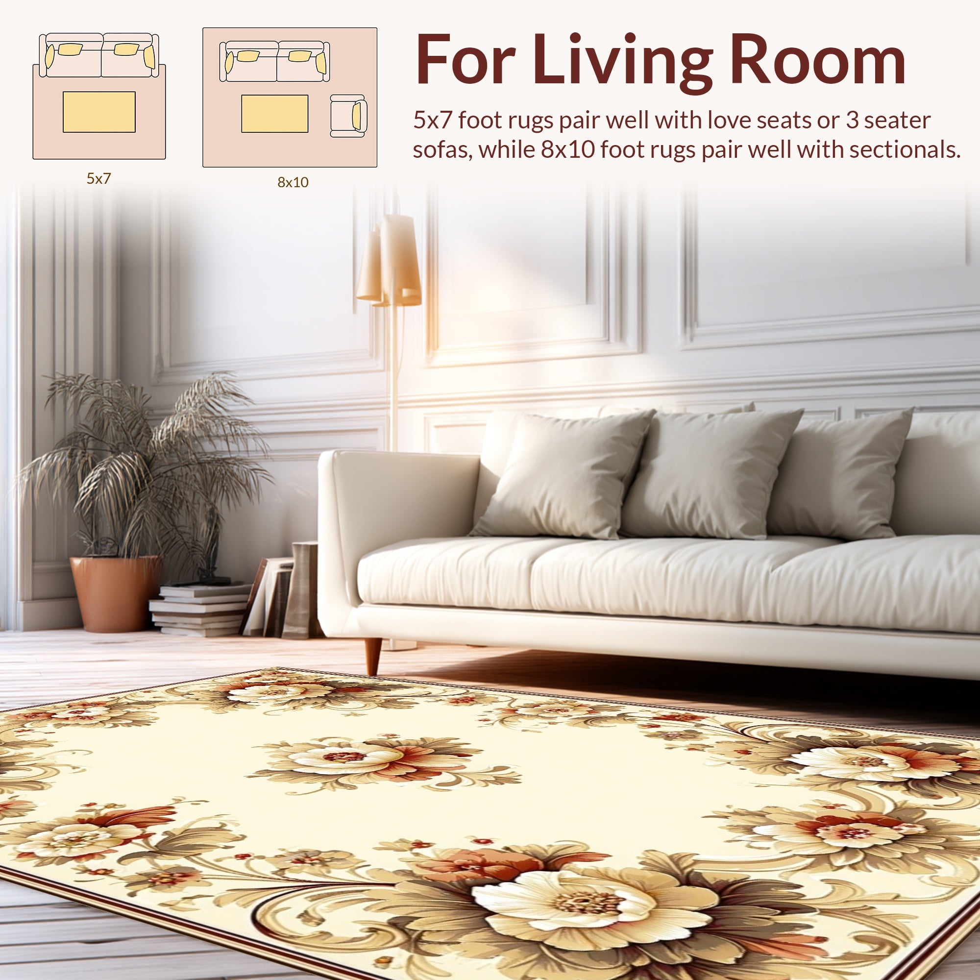 Ornate Floral Scrollwork Design Rug