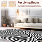 Black White Abstract Organic Lines Rug