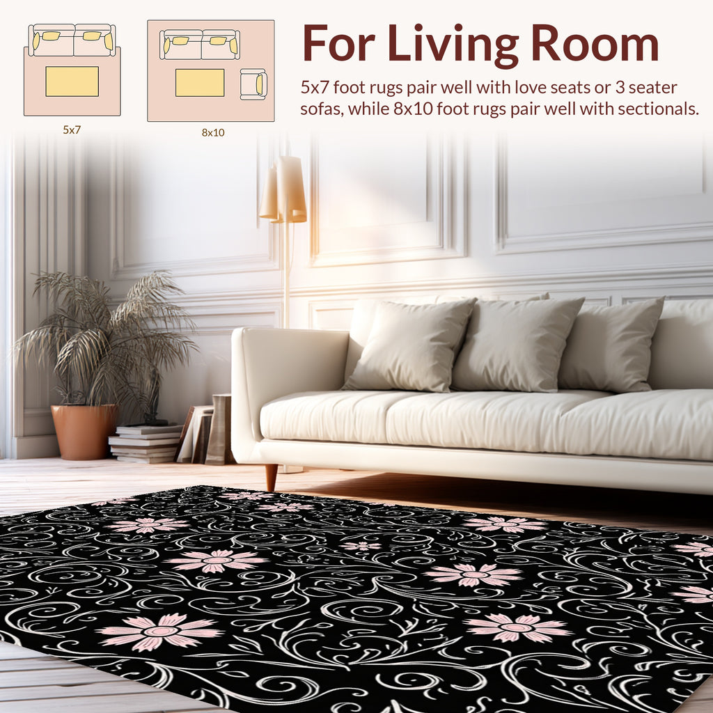 Elegant Floral Swirl Pattern Rug
