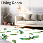 Emerald Butterfly and Leaf Arrangement Rug