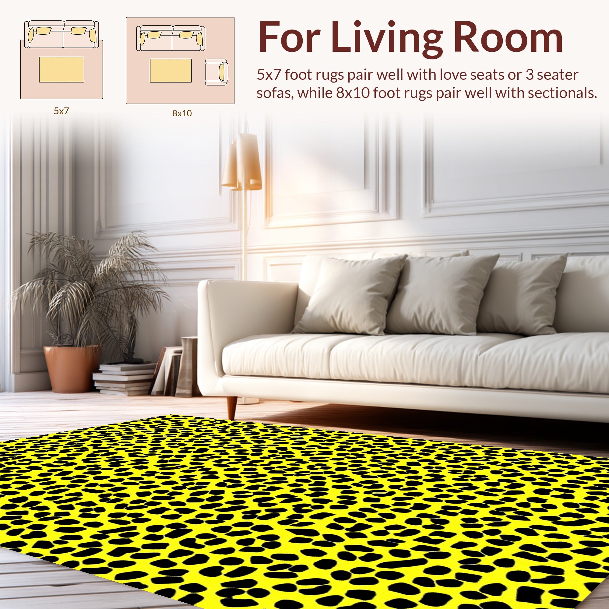 Bold Yellow Black Spot Pattern Rug