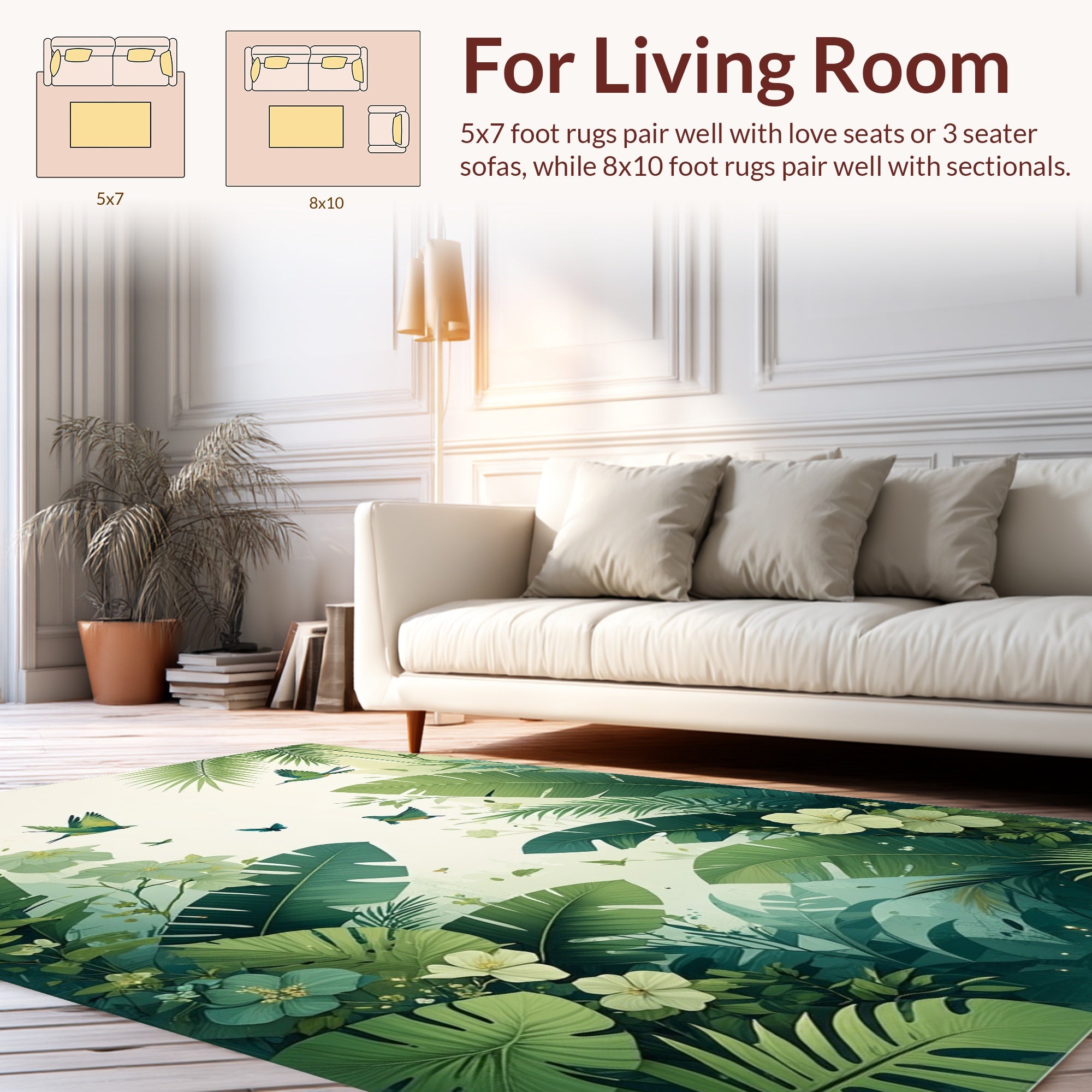 Lush Greenery Hummingbird Butterfly Garden Rug