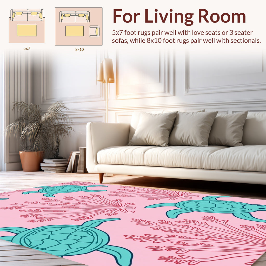 Ocean Turtle Coral Design Rug