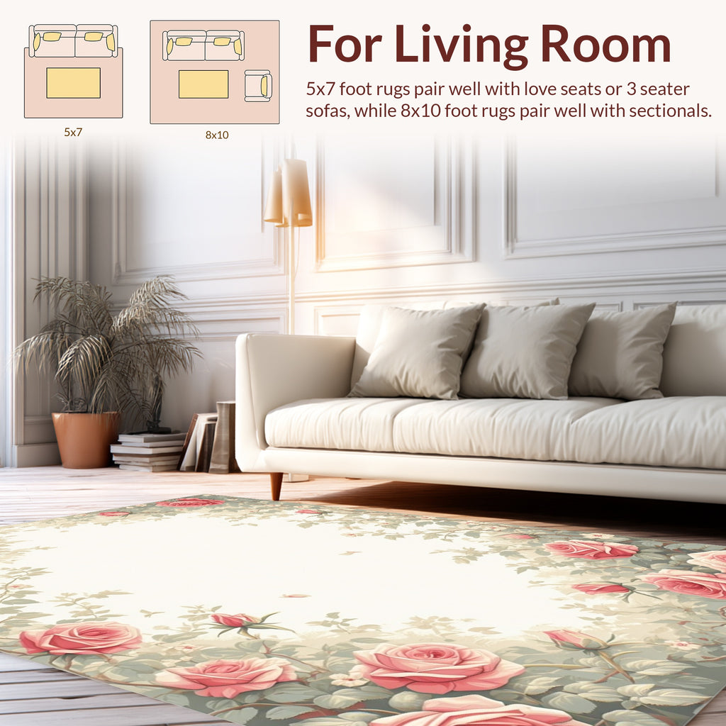 Vintage Rose Garden Floral Design Rug