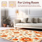 Orange Floral Vine Intricate Pattern Rug