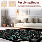 Botanical Swirl Cream Teal Design Rug