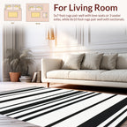 Bold Black White Stripe Pattern Rug