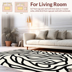 Abstract Black White Organic Lines Rug