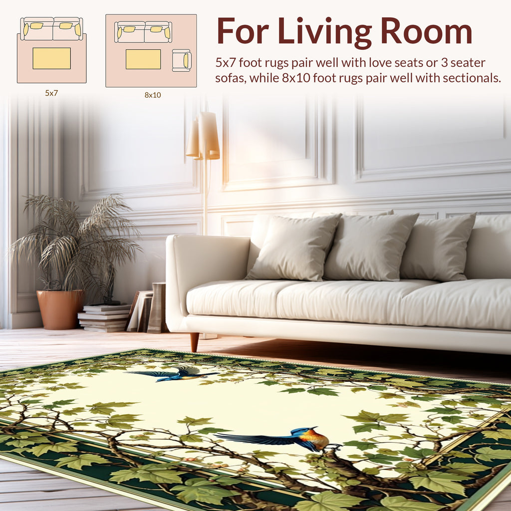 Vine And Bird Nature Design Rug