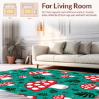 Whimsical Red White Mushroom Pattern Rug