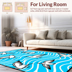 Coastal Seagulls On Blue Waves Design Rug