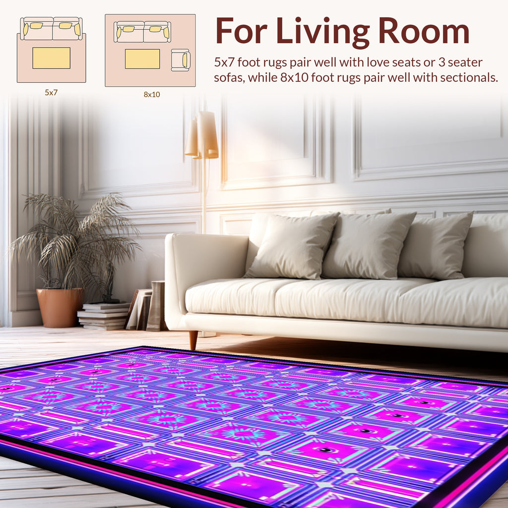 Synthwave Geometric Eyes Pattern Rug