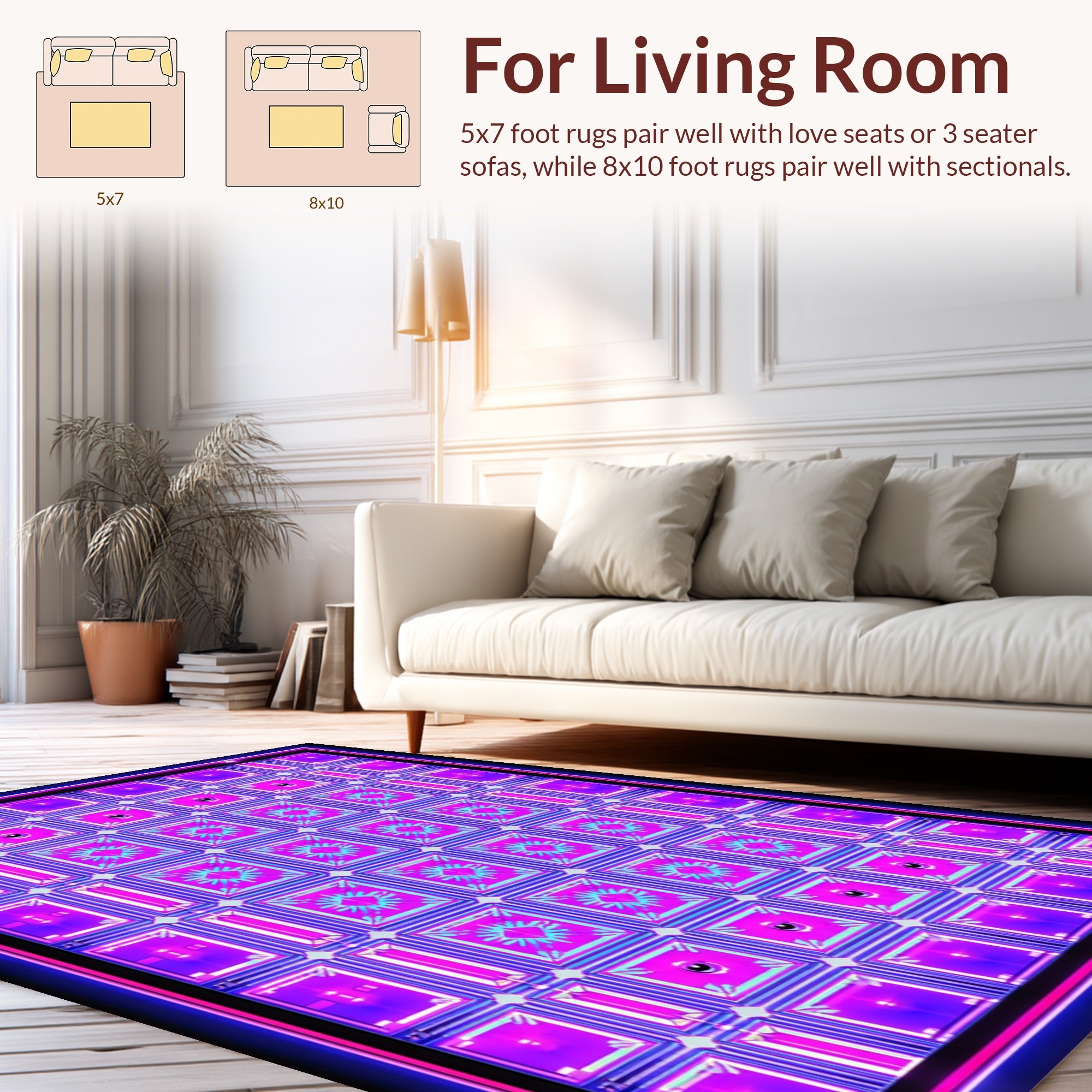 Synthwave Geometric Eyes Pattern Rug