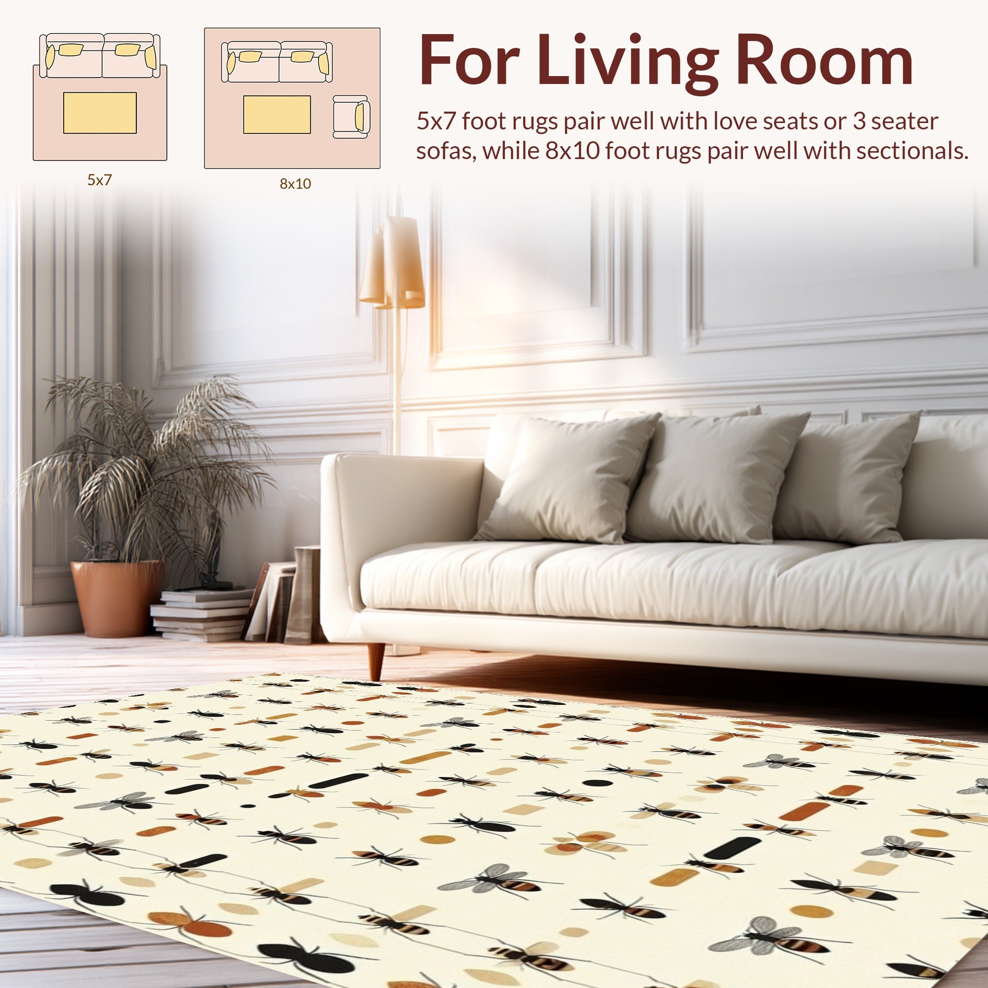 Insects Dots Patterned Design Rug