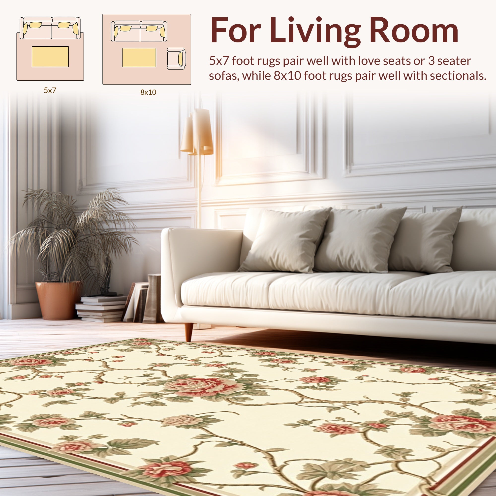 Classic Floral Vine Patterned Rug
