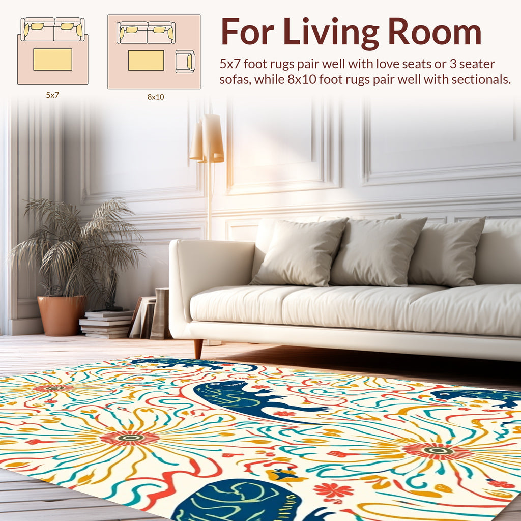 Dinosaur Floral Abstract Art Rug