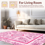 Pink Floral Vine Baroque Pattern Rug