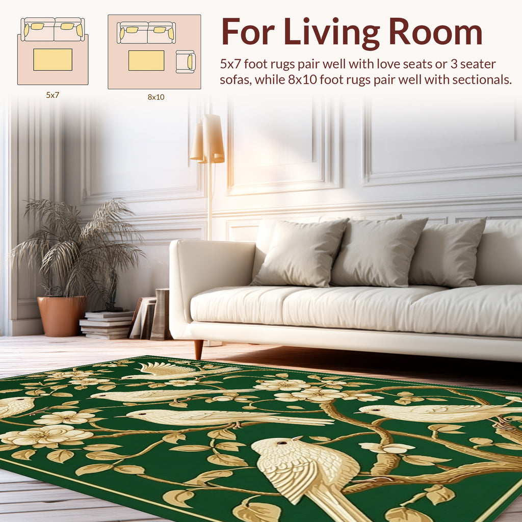 Avian Floral Vine Pattern Rug