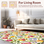 Vintage Floral Garden Tulip Design Rug