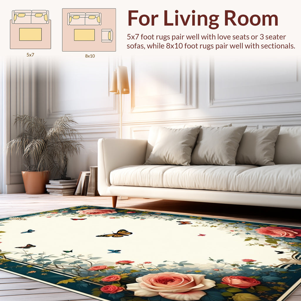 Floral Butterflies Garden Romance Rug