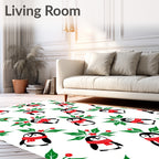 Cute Penguin Holly Berry Garland Rug