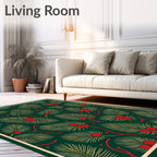 Festive Green Pine Berry Sprigs Rug