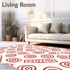 Crimson Swirls and Zigzag Rectangles Rug