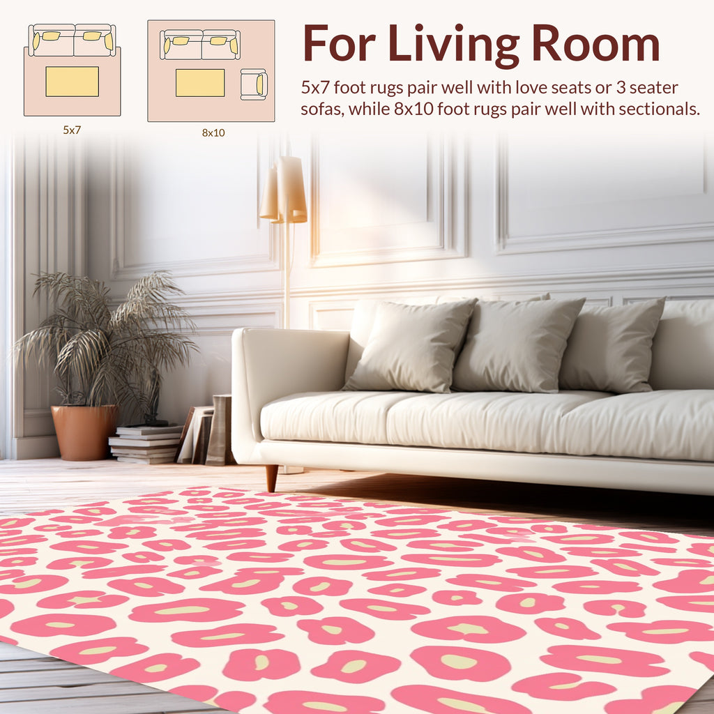 Pink Leopard Print Pattern Rug